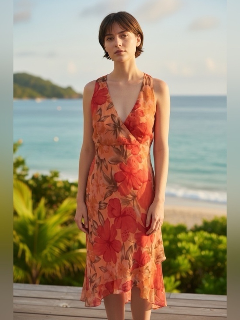 Vintage Giorgio Fiorlini Floral Hi-Low Dress